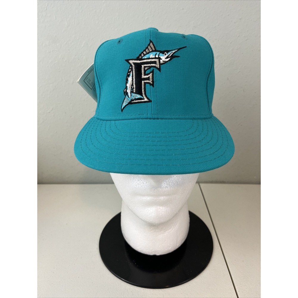 Youth Florida Marlins New Era 59FIFTY Fitted Teal Logo Baseball Hat Sz 6-3/4